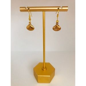 Gold Dangle Shell Fishhook Style Earrings